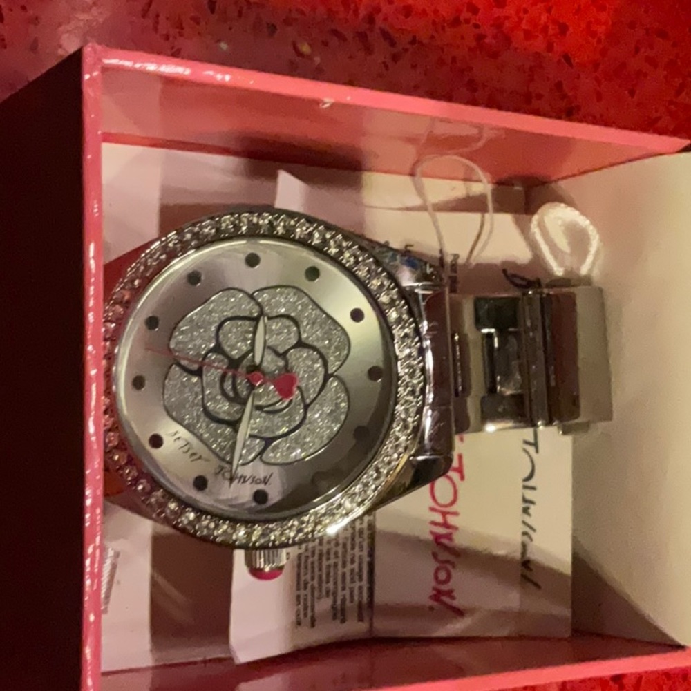 Betsey Johnson silver flower Watch